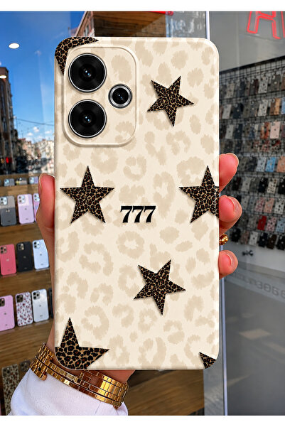 OVADA Redmi 13 Uyumlu Yıldız Leopar Desenli Silikon Telefon Kılıfı