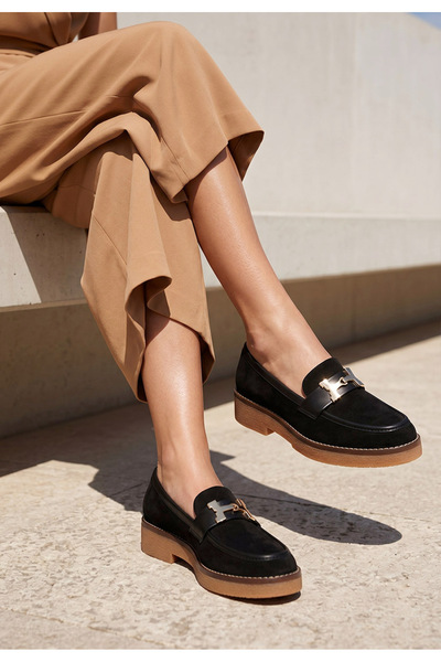 B T Shoes Black Hareia Leather loafers