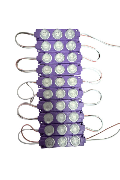 REPLAX Camlı Parmak Led Lamba Mor 24 Volt Su Geçirmez 10,lu 3m Bantlı Kesileb...