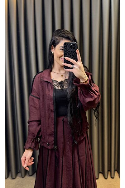 Nisam Silk Tencel Striped Skirt Set