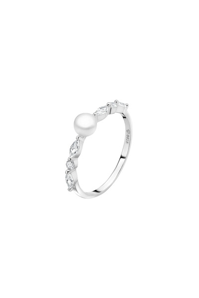 MANAVA Inel argint cu perla naturala si zirconia marquise - Céleste