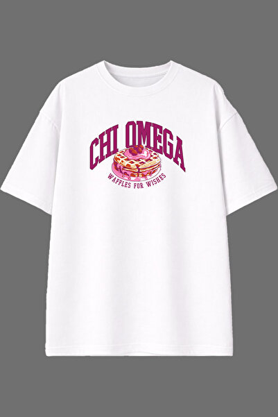 VSRN Omega Waffles Design Pre-Printed White Oversize T-Shirt