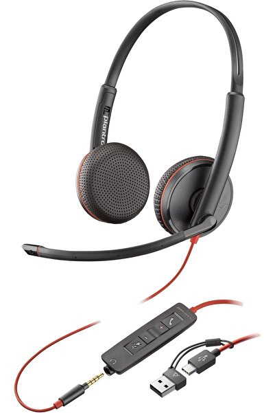 HP Set căști stereo USB-C Blackwire 3225 + mufă de 3,5 mm + adaptor USB-C/A (...