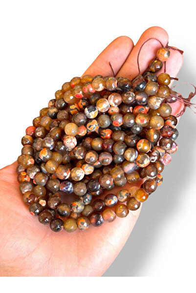 Bozhi Bead Set Faceted Agate Natural Stone 8mm - Natural Stone Faceted