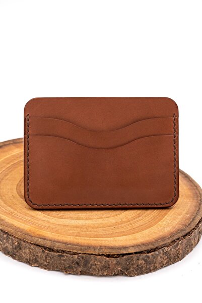 tudorAce Handmade Brown Vegetable-Tanned Leather ID Card Holder with 5 Pockets