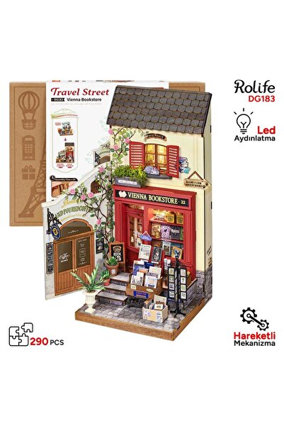 Rolife DG183 Vienna Bookstore Kitap Köşesi Book Nook DIY Minyatür Maket Model...