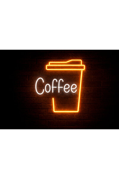 Prime Neon Coffee Bardak Neon Tabela Beyaz Amber Renk 45x40 cm Adaptör Dahil ...