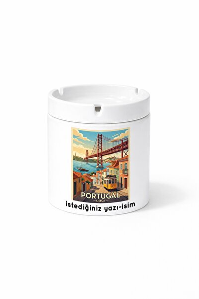 Kirbi Reklam Portugal - Lisbon City Double-Sided Printed Ashtray Ashtray Gift