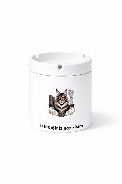 Kirbi Reklam Animal Maine  Cat Large Cat Double Sided Printed Ash Tray Ashtra...