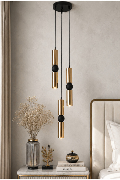 Bozyaka Aydınlatma Petra 3'lü Dekoratif Tavan Sarkıt Modern GOLD KAPLAMA Aviz...