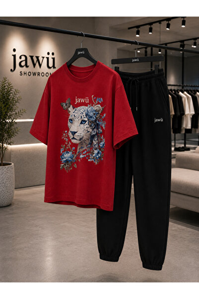 JAWÜ STYLE طقم بدلة رياضية مطبوع عليه BLUE CHEETAH