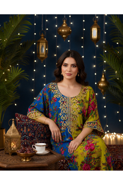 ASIAN Sheikhah Model Butterfly Robe Made of Cotton Fabric with Gold Embroidery