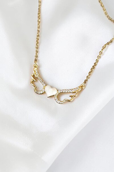 Lynare Angel Winged Heart Detailed Steel Necklace