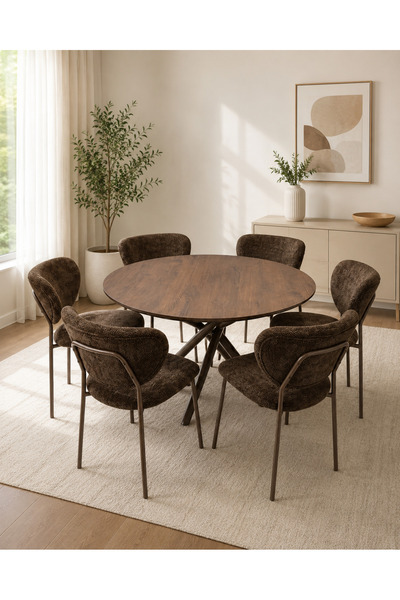 TrentonGCC Luxury Modern Round Dining Table Set for 6 – Top Dining Table with...