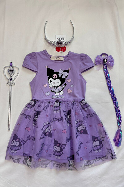 Neva Baby Boutique فستان الأميرة الأرجواني للفتيات مطبوع عليه شخصيات كرتونية ...