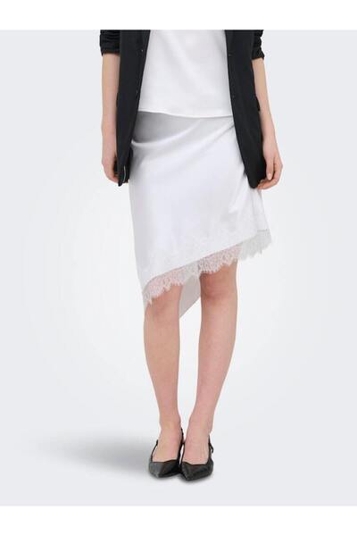 ONLY Satin Lace Detailed Long Skirt 15380116