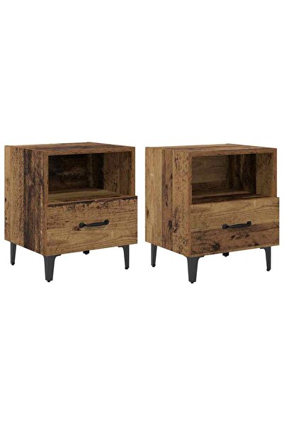 vidaxl Dulap de noapte cu sertar 2 pcs Lemn vechi 40 x 35 x 47.5 cm