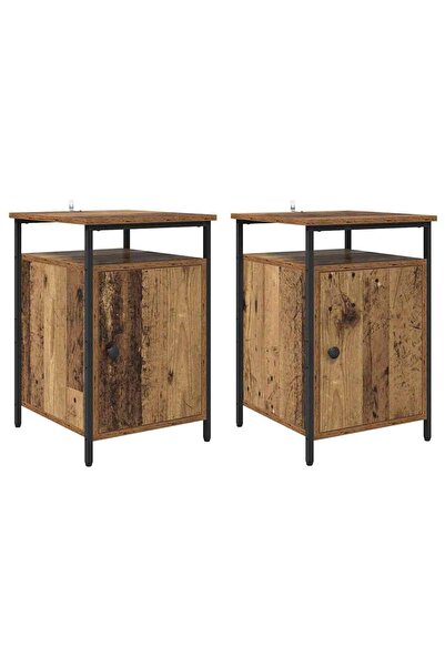vidaxl Dulap de noapte 2 pcs Lemn vechi 40 x 42 x 60cm Lemn compozit