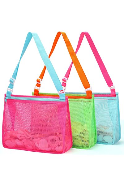 Arabest 3-Piece Large Mesh Beach Bag Set,Zipper Adjustable Straps,for Holding...