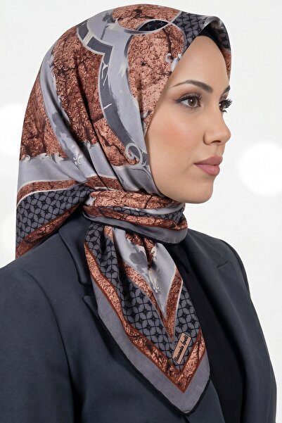hadiora Women's Gray Abstract Patterned Organic Soft Cotton Scarf