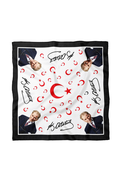 Sultan İpek Ataturk Patterned Scarf / Bandana 50X50Cm