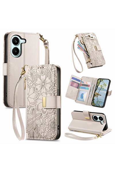 sscase Floral Zipper Θήκη Πορτοφόλι Cream (Xiaomi Poco X8 Pro 5G)