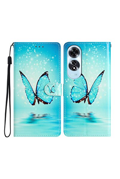 sscase Colored Drawing Θήκη Πορτοφόλι Blue Butterfly (Oppo A60 4G)