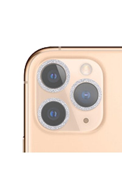 sscase Apple iPhone 11 Pro Max Τζαμάκι για Κάμερα με Glitter Transparent/Silver