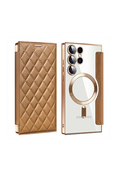 sscase Puff Rhombus MagSafe Θήκη Βιβλίο Brown (Samsung Galaxy S25 Ultra 5G)
