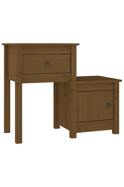 vidaxl Bedside table, honey brown, 79.5x38x65.5 cm, solid pine wood