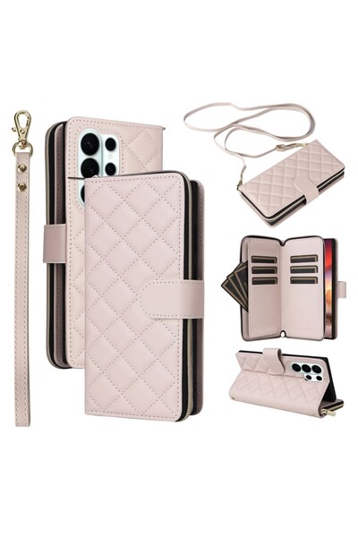 sscase Puff Rhombus Θήκη Πορτοφόλι με Λουράκι Beige (Samsung Galaxy S26 Ultra...