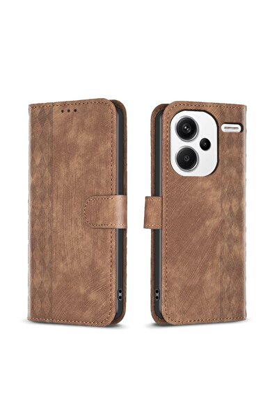 sscase Plaid Embossed Θήκη Πορτοφόλι Brown (Xiaomi Redmi Note 13 Pro Plus 5G)