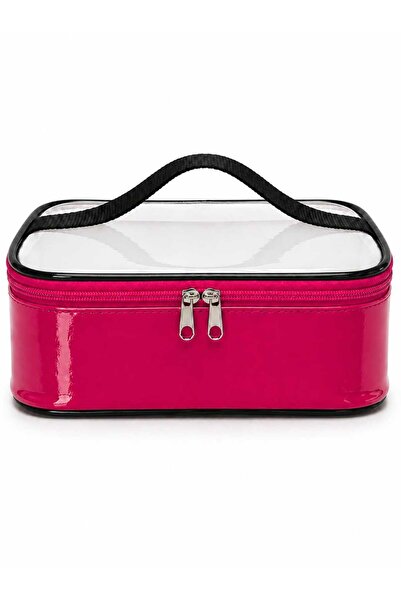 Maykis Transparent Lid Box Patent Leather Makeup Bag
