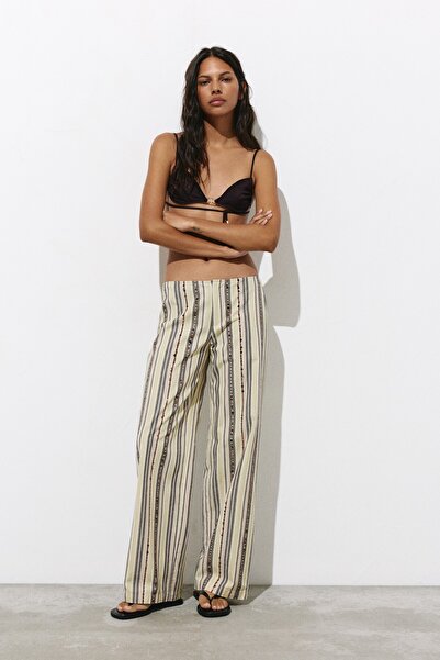 Pull & Bear Pullu çizgili geniş paça pantolon