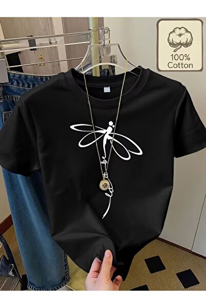 puolikuu Tricou unisex cu croială confortabilă, cu panglică și imprimeu dublu