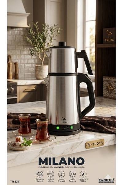 TROYA TR-537 Milano Elektrikli Çay Makinesi, Çelik Çaycı