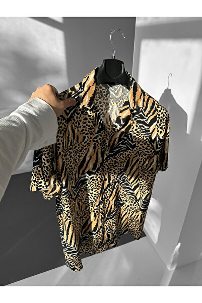 BUPPO Safari Patterned Cuban Collar Efil Efil Alaçatı Shirt