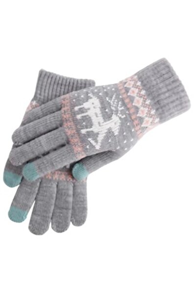 DAMUR Women's Gloves, Reindeer Model, Touchscreen Function, Knitted Acrylic M...