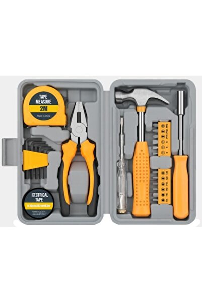 DAMUR 24-piece Tool Set for Household Use, Instrument Set in Gray Plastic Cas...