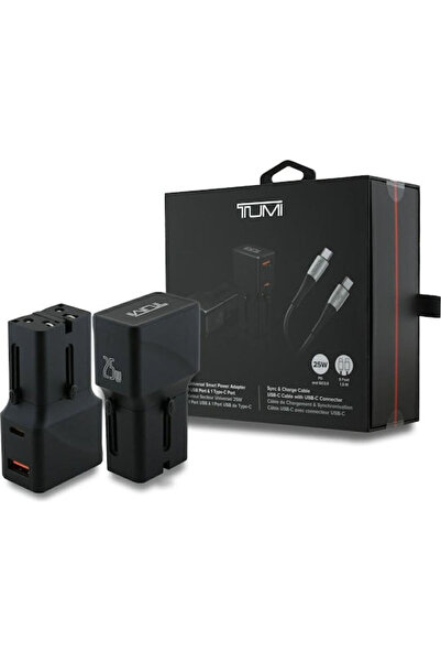 TUMI Φορτιστής με θύρα USB-A και θύρα USB-C και καλώδιο USB-C σε USB-C, 25W P...