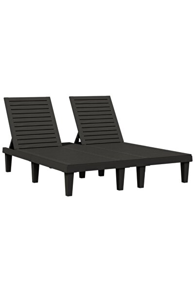 vidaxl Șezlong dublu, negru, 155x138x83 cm, polipropilenă
