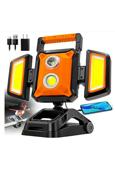 SYLSTAR Proiector LED reîncărcabil 40W 4000LM cu clemă, pliabil și rotativ la...