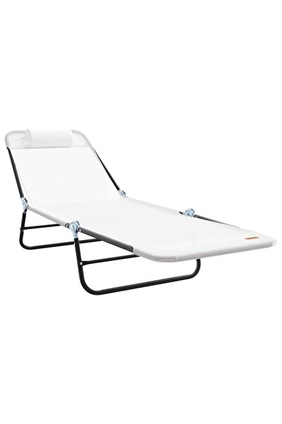 vidaxl Șezlong pliabil Crem 182 x 55 x 85,5 cm Textilenă