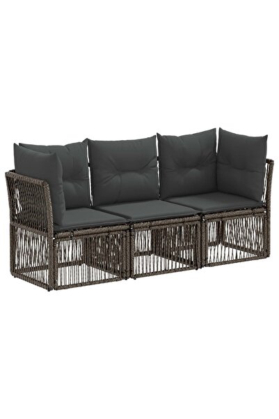 vidaxl Garden sofa set 3 pcs Grey polyrattan