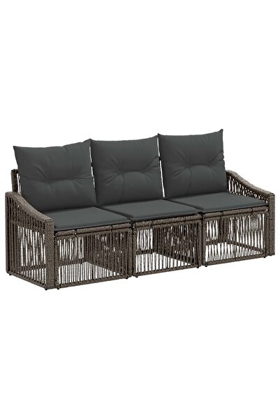 vidaxl Garden sofa set 3 pcs Grey polyrattan