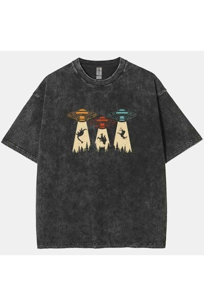 Trendy Sun Asıt yıkamalı Oversize Unisex Tişört - washed unisex t-shirt