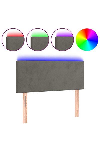 vidaxl Tăblie de pat cu LED, gri închis, 90x5x78/88 cm, catifea