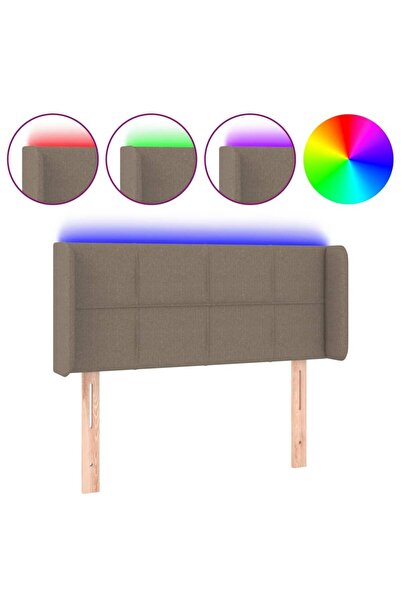 vidaxl Tăblie de pat cu LED, gri taupe, 93x16x78/88 cm, textil