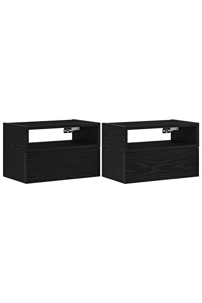 vidaxl Noptiere de perete, 2 buc., negru, 45x26x28,5 cm