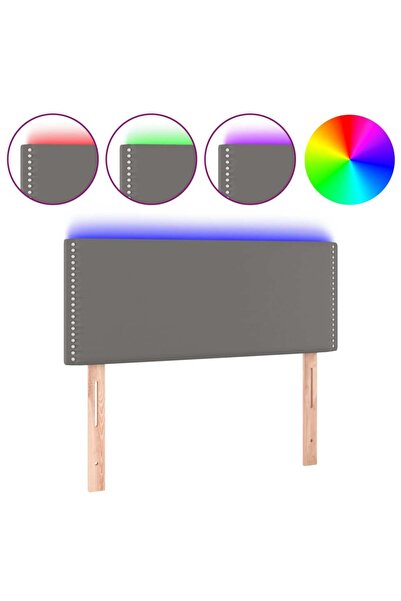 vidaxl LED headboard, grey, 80x5x78/88 cm, eco- Leather
